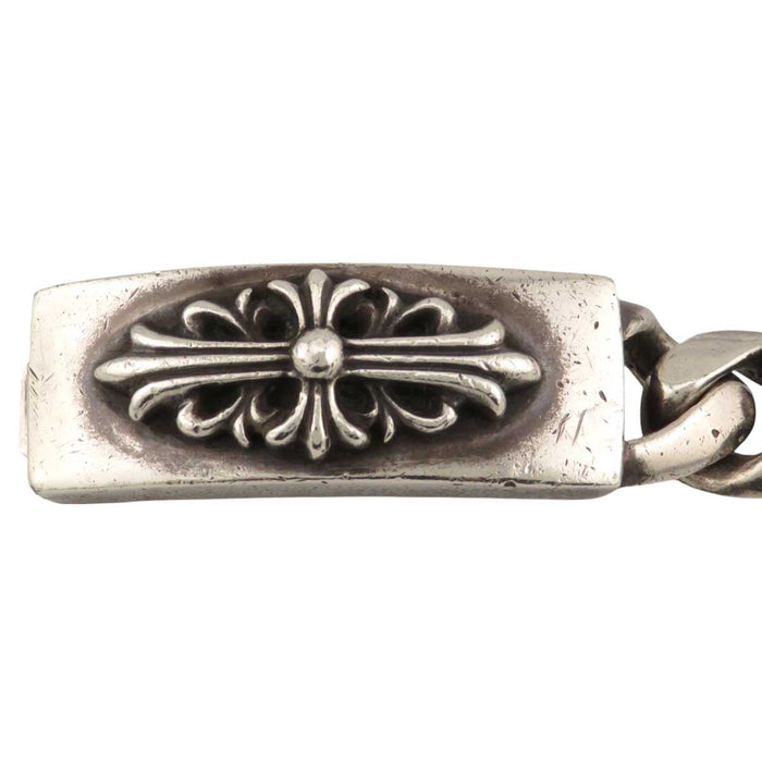 CHROME HEARTS 
Bracelet classique ID croix florale 13 maillons CH argent gravure 1997
Bracelet classique ID croix florale 13 maillons