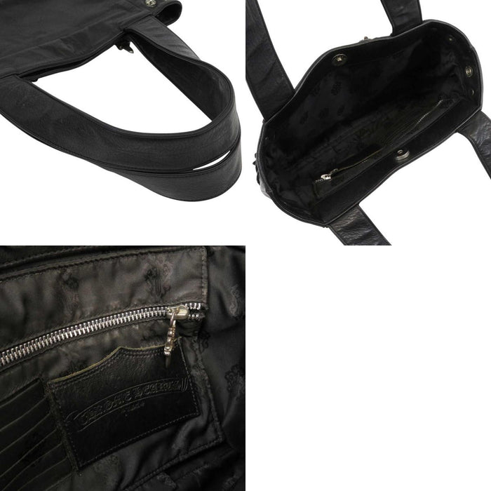 CHROME HEARTS 
JJ DEAN SMALL Dagger Zip Cross Ball Sterling Silver 
Leather Riders Handbag