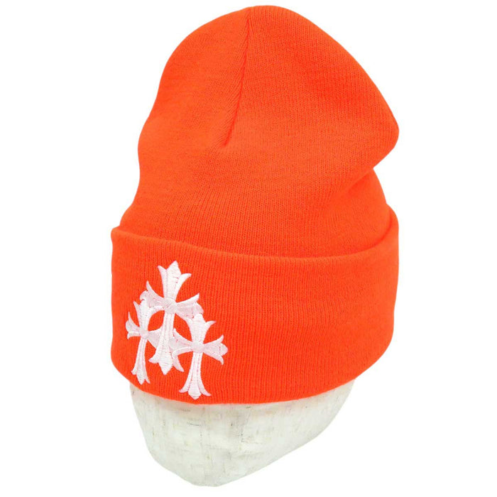 CHROME HEARTS 
CH Plus Logo Croix du Cimetière 
Bonnet tricoté brodé Triple Croix