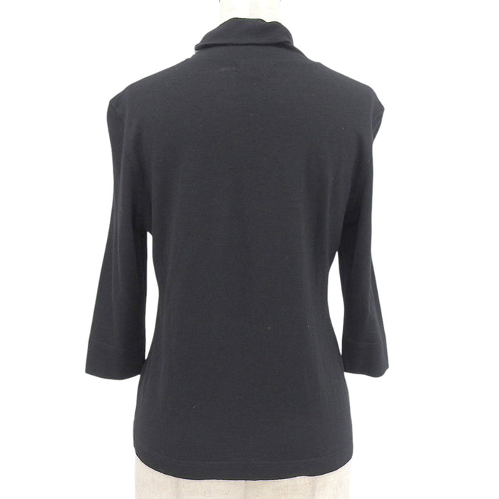 BURBERRY 
チェック 七分袖 
メリノウール ハイネック ニット