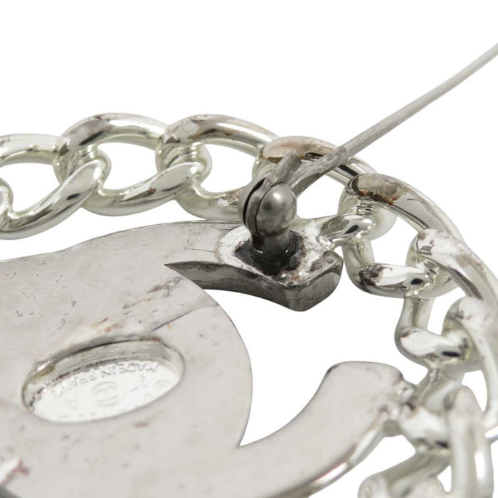 CHANEL 
97A Logo COCO CC Silver Color Metal 
Coco Mark Chain Motif Round Brooch