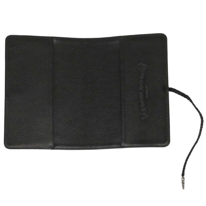 CHROME HEARTS 
AGENDA PLAIN 1994 Engraving CH Cross Silver Notebook Cover 
Cross Ball Button Boro Chip Agenda