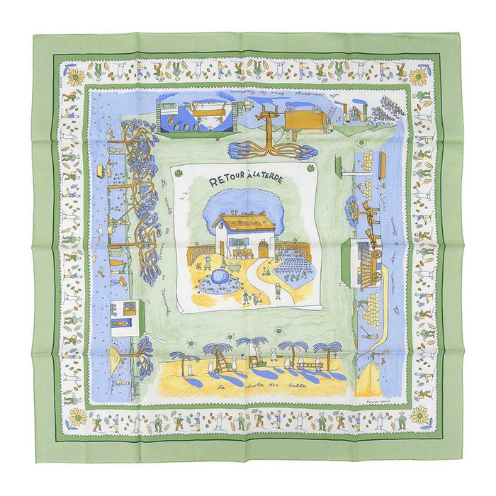 HERMES
Silk Large Square
Carré 90 RE TOUR A LA TERRE Returning to the Homeland Scarf
