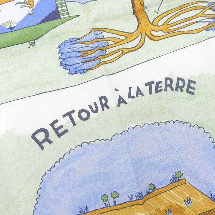 HERMES
Silk Large Square
Carré 90 RE TOUR A LA TERRE Returning to the Homeland Scarf
