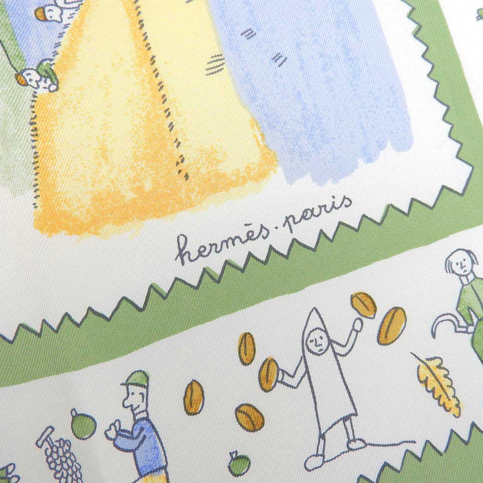 HERMES 
Soie Grand Format 
Carré 90 RE TOUR À LA TERRE Retour au Pays Foulard