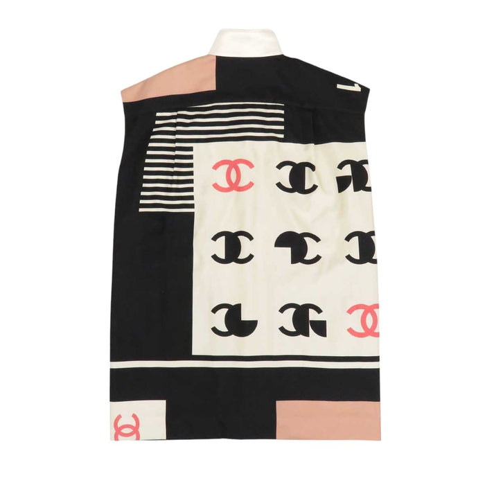 CHANEL 
COCO Coco Button rue cambon 31 High Neck 
Coco Mark Silk Sleeveless Long Shirt