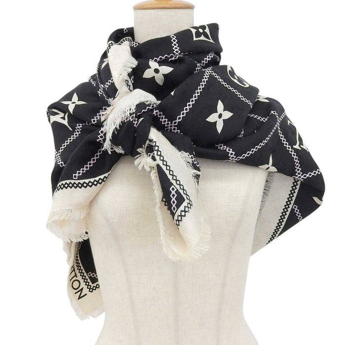 LOUIS VUITTON
LV Logo Silk Wool Monogram Large Shawl Croisillon