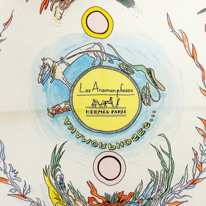 HERMES 
シルク 馬車 大判 
カレ 70 Les Anamorphoses アナモルフォーズ スカーフ