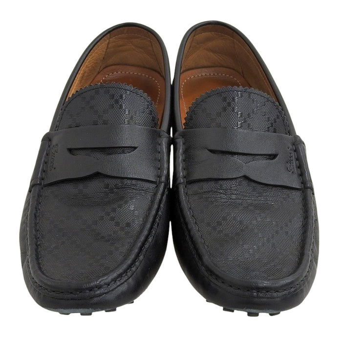 GUCCI 
Diamante Loafer Logo 
Leather Driving Shoes