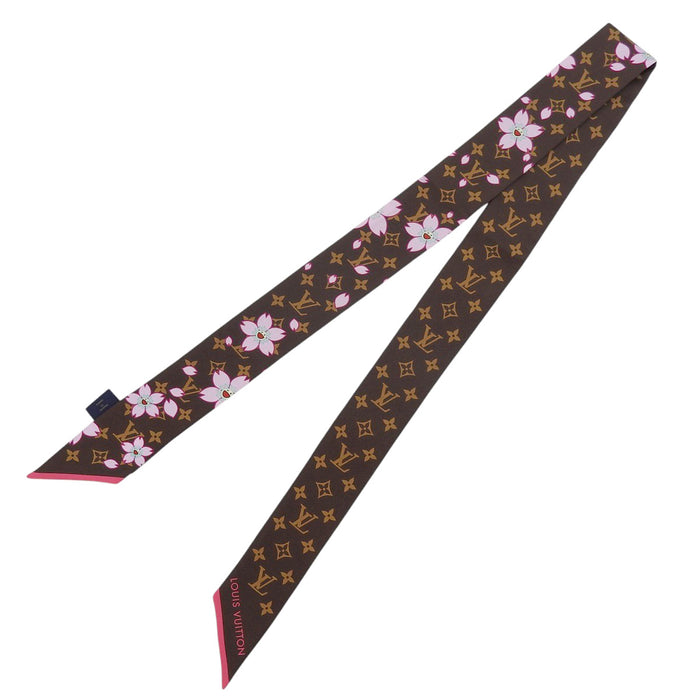 LOUIS VUITTON 
× Takashi Murakami Collection Monogram Silk Logo 
LV × TM Band BB Cherry Blossom Scarf