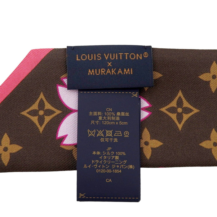 LOUIS VUITTON 
× Takashi Murakami Collection Monogram Silk Logo 
LV × TM Band BB Cherry Blossom Scarf