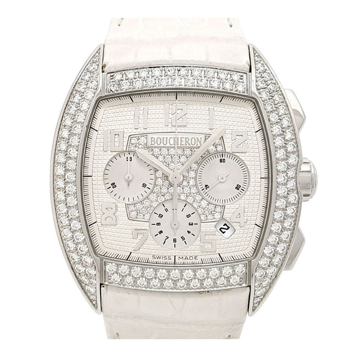 Boucheron 
MEC Chronograph Diamond Bezel 
With Box and Warranty Card