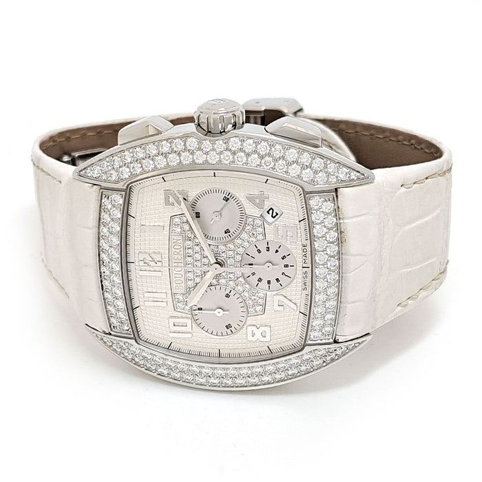 Boucheron 
MEC Chronograph Diamond Bezel 
With Box and Warranty Card