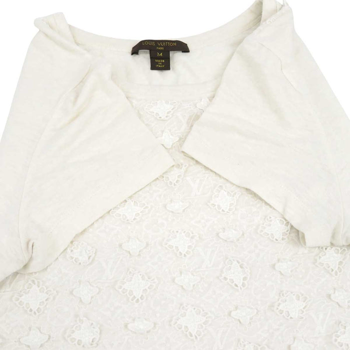 LOUIS VUITTON 
LV ロゴ 
モノグラム レース リネン Tシャツ