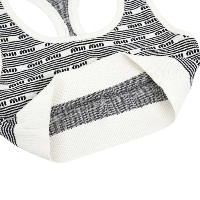 MIUMIU 
Stripe Rayon Tank Top Summer Knit 
Viscose Logo Tops