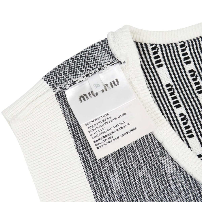 MIUMIU 
Stripe Rayon Tank Top Summer Knit 
Viscose Logo Tops