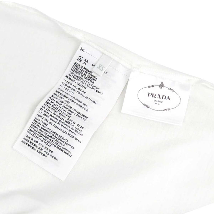 PRADA 
コットン リサイクルナイロン 
トライアングル ロゴ ポーチ 切替 Tシャツ
