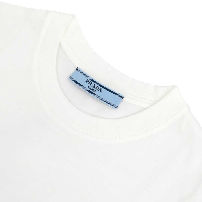 PRADA 
コットン リサイクルナイロン 
トライアングル ロゴ ポーチ 切替 Tシャツ