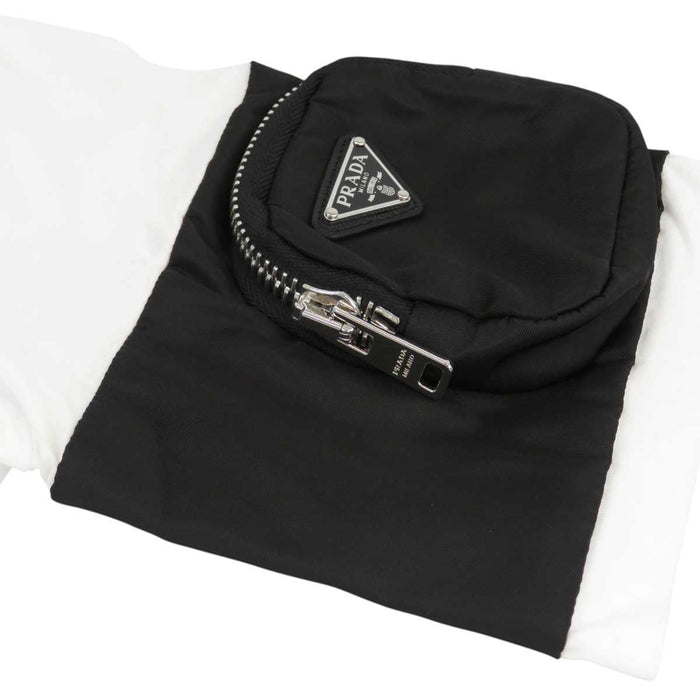 PRADA 
コットン リサイクルナイロン 
トライアングル ロゴ ポーチ 切替 Tシャツ
