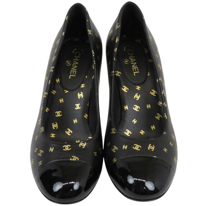 CHANEL 
COCO CC Logo 23B Leather Patent 
Coco Mark High Heel Pumps