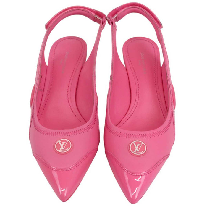 LOUIS VUITTON 
LVサークル ロゴ パテント レザー ファブリック 2022年製 
アークライト ライン スリング バック パンプス