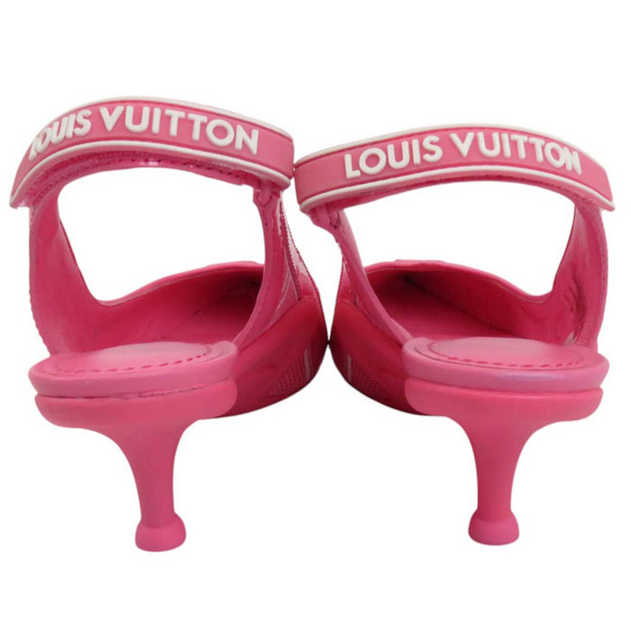 LOUIS VUITTON 
LVサークル ロゴ パテント レザー ファブリック 2022年製 
アークライト ライン スリング バック パンプス