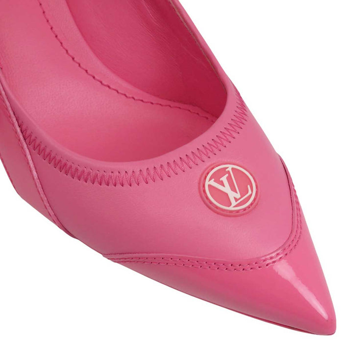 LOUIS VUITTON 
LVサークル ロゴ パテント レザー ファブリック 2022年製 
アークライト ライン スリング バック パンプス