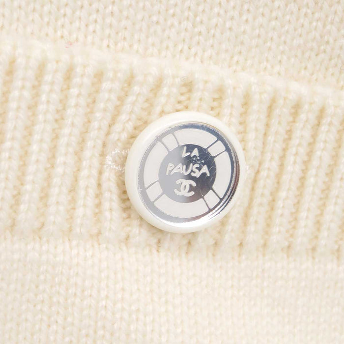 CHANEL 
CC COCO ロゴ LA PAUSA ラ パウザ レインボー ストライプ 
ココマーク ノースリーブ カシミヤ ニット ワンピース