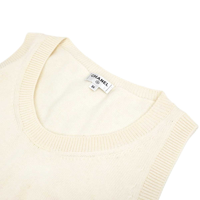 CHANEL 
CC COCO ロゴ LA PAUSA ラ パウザ レインボー ストライプ 
ココマーク ノースリーブ カシミヤ ニット ワンピース