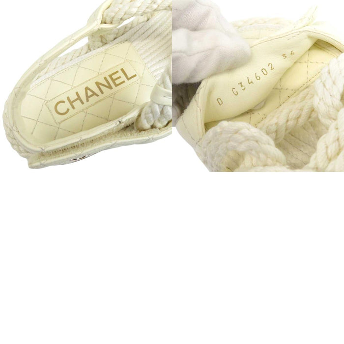 CHANEL 
COCO CC logo rope leather 
Coco mark matelassé cord sandals