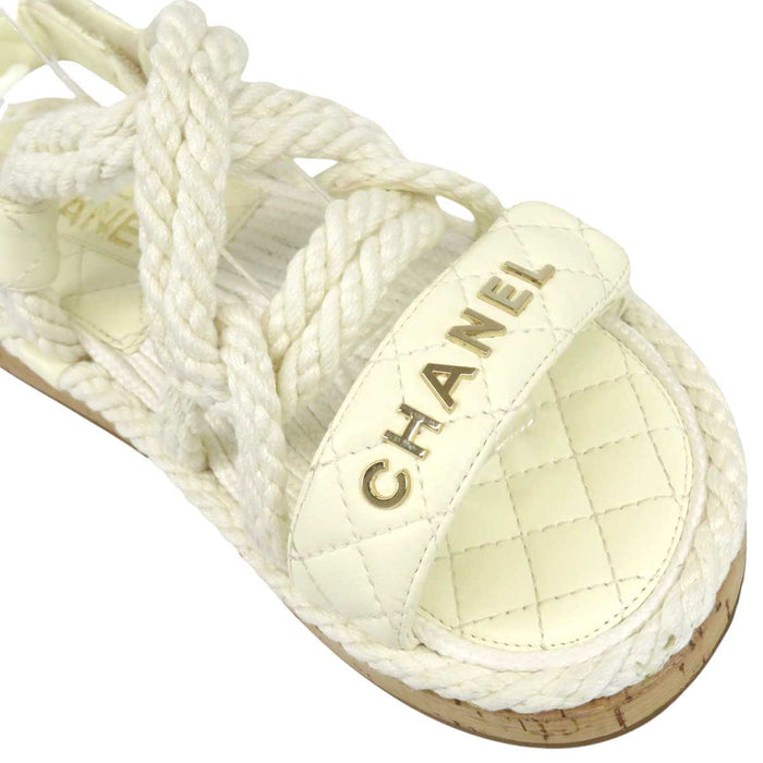 CHANEL 
COCO CC logo rope leather 
Coco mark matelassé cord sandals