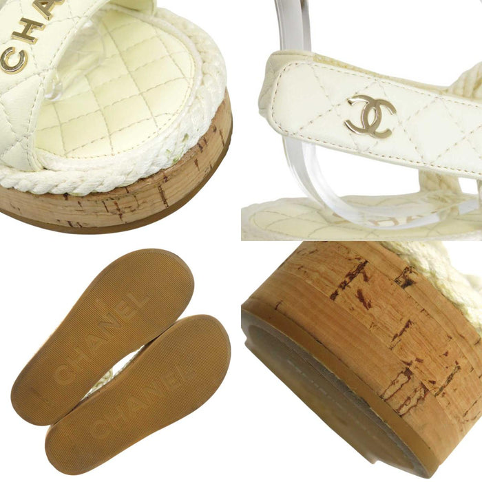 CHANEL 
COCO CC logo rope leather 
Coco mark matelassé cord sandals
