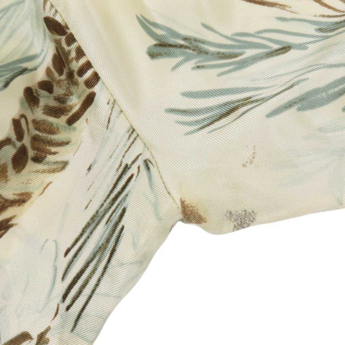 HERMES 
ヤシの木 ロゴボタン 
総柄 シルクシャツ