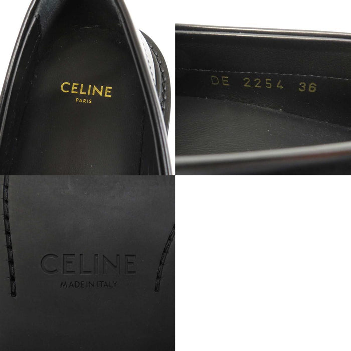 CELINE 
ロゴ レザー ゴールドカラー金具 
ユニヴェルシテ トリオンフ チェーン ローファー