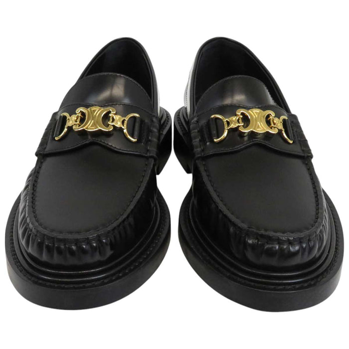 CELINE 
ロゴ レザー ゴールドカラー金具 
ユニヴェルシテ トリオンフ チェーン ローファー