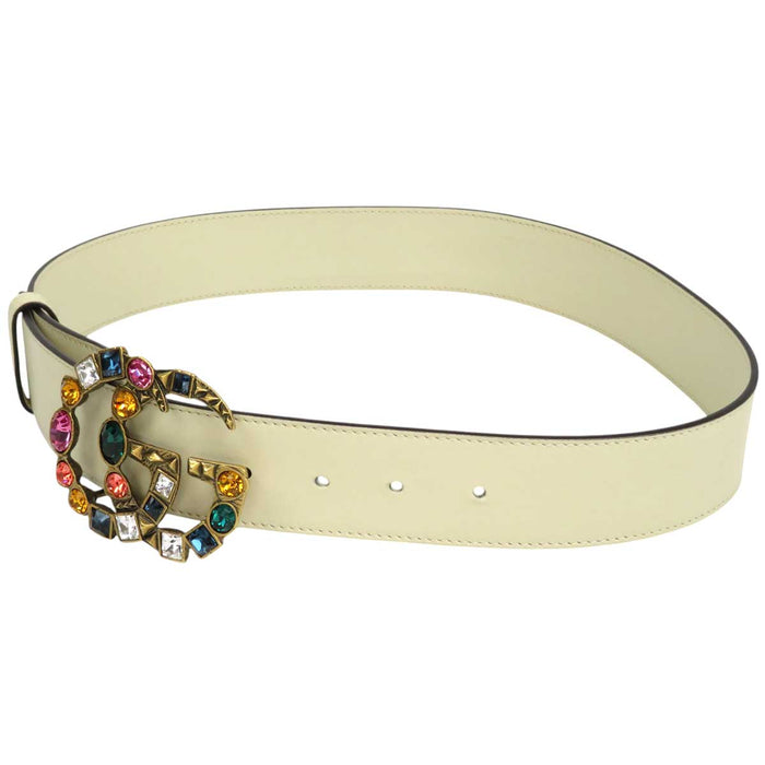 GUCCI 
ダブルG ロゴ ビジュー ゴールドカラーメタル 
GGマーモント クリスタル ベルト