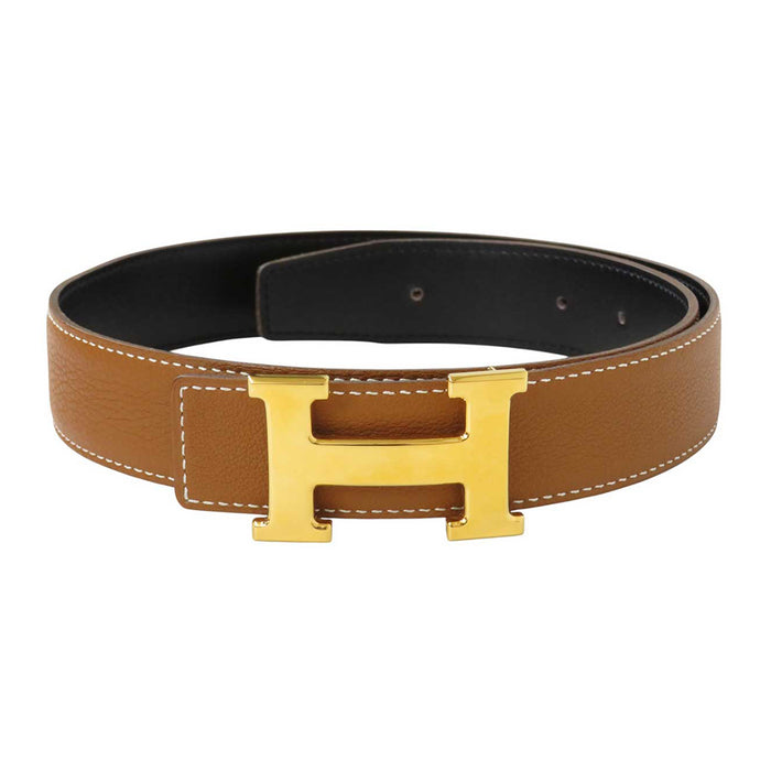 HERMES
□F Logo Gold Color Metal
H Buckle Reversible Leather Belt 32MM