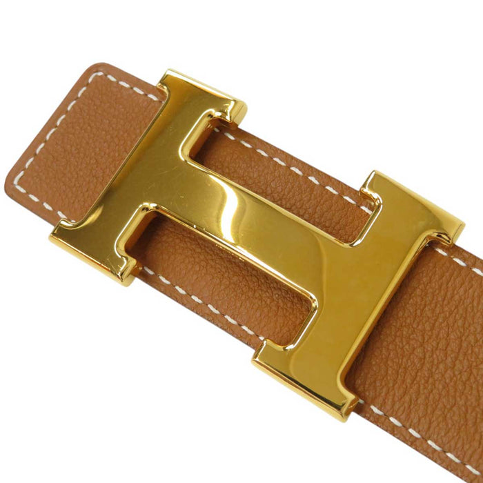 HERMES
□F Logo Gold Color Metal
H Buckle Reversible Leather Belt 32MM