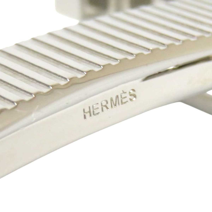 HERMES
□K刻印 H皮帶 標誌 銀色金屬
H條紋 釦頭 皮革 雙面皮帶 32MM