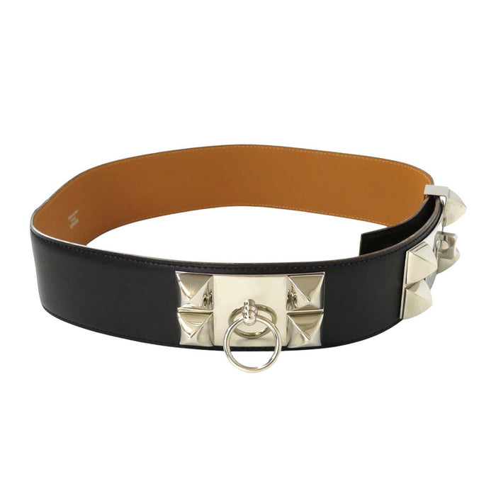 HERMES 
◯Z Engraving Silver Plated Metal 
Collier de Chien Belt