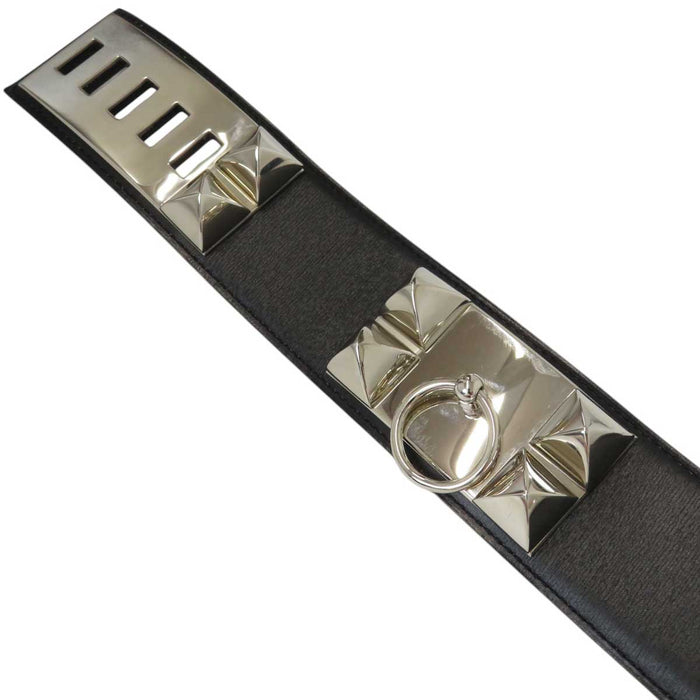 HERMES 
◯Z Engraving Silver Plated Metal 
Collier de Chien Belt