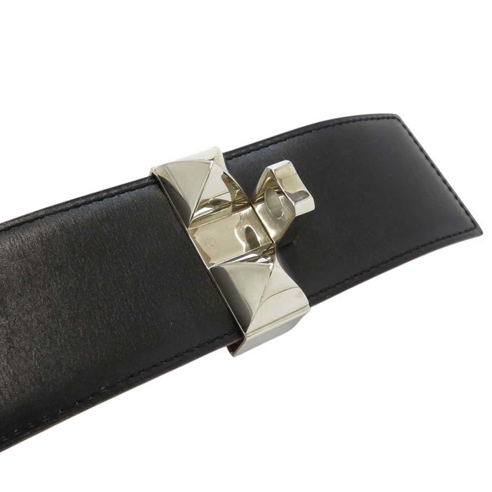 HERMES 
◯Z Engraving Silver Plated Metal 
Collier de Chien Belt