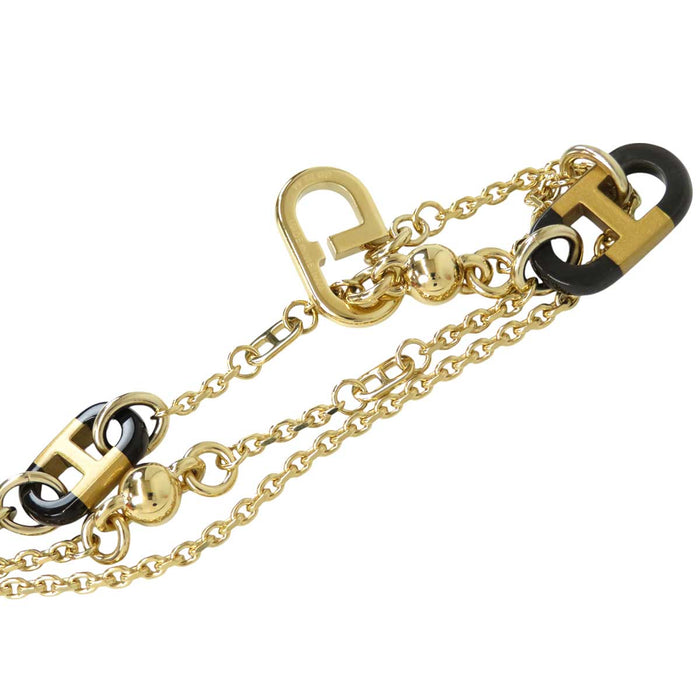 HERMES 
H アッシュ バッファローホーン ゴールドカラーメタル 
シェーヌダンクル シュル メール ネックレス