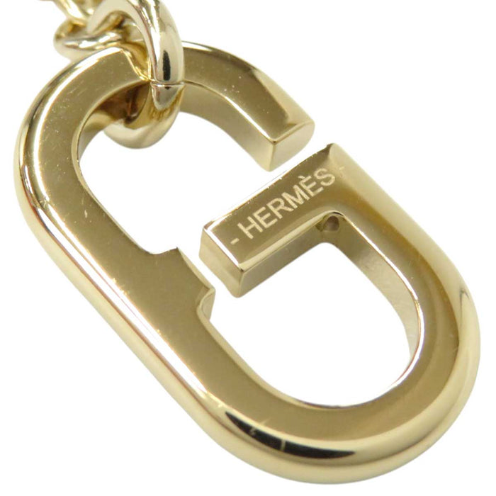 HERMES 
H アッシュ バッファローホーン ゴールドカラーメタル 
シェーヌダンクル シュル メール ネックレス