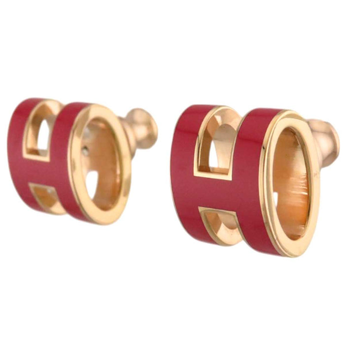 HERMES 
MINI POP H logo metallo color oro rosa 
mini pop ash orecchini a bottone