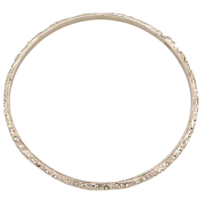 CHANEL 
A14P COCO CC Silver Color Metal 
Coco Mark Rhinestone Bangle