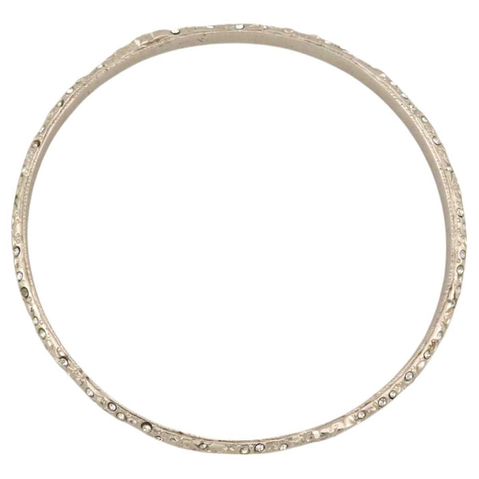 CHANEL 
A14P COCO CC Silver Color Metal 
Coco Mark Rhinestone Bangle