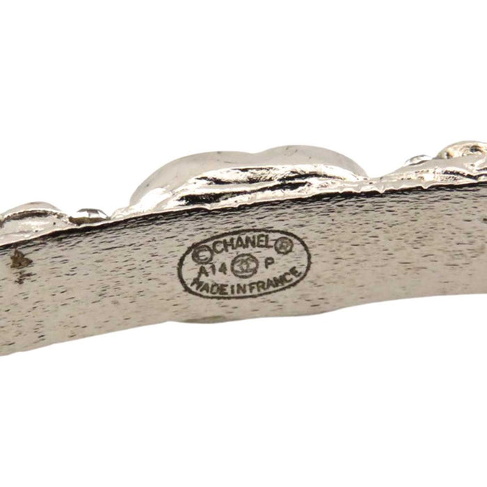 CHANEL 
A14P COCO CC Silver Color Metal 
Coco Mark Rhinestone Bangle