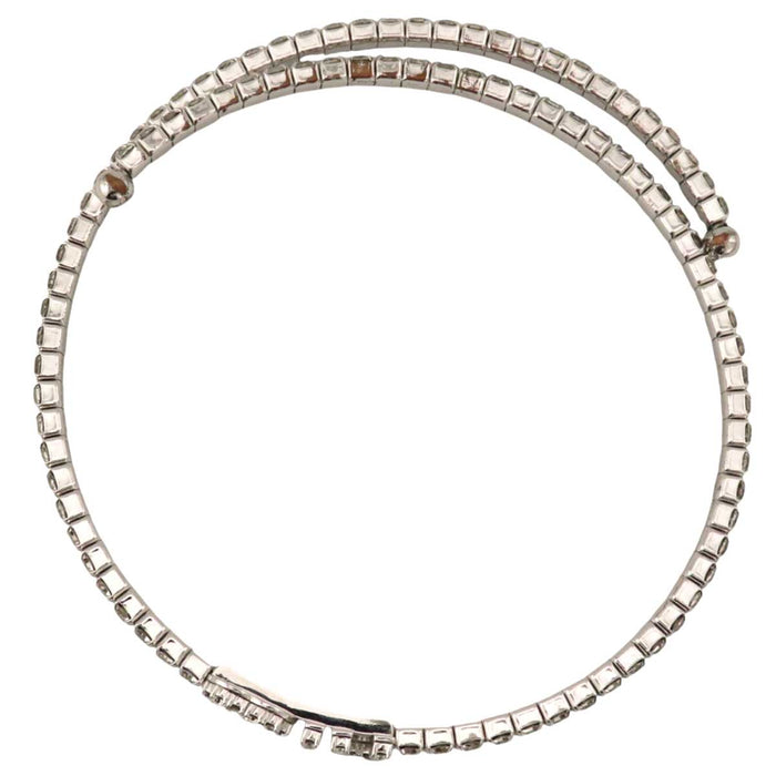 MIUMIU 
Rhinestone Silver Color Metal 
Logo Stone Choker
