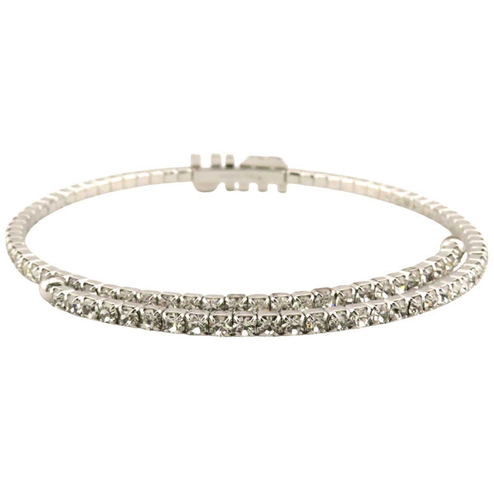 MIUMIU 
Rhinestone Silver Color Metal 
Logo Stone Choker